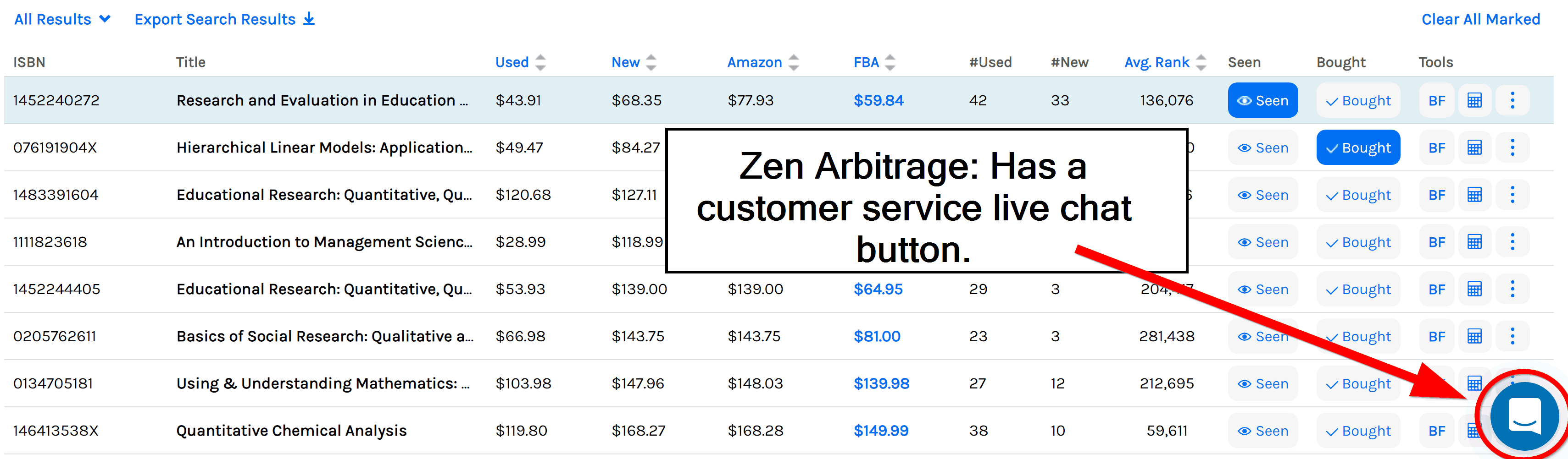 Zen Arbitrage has a chat button