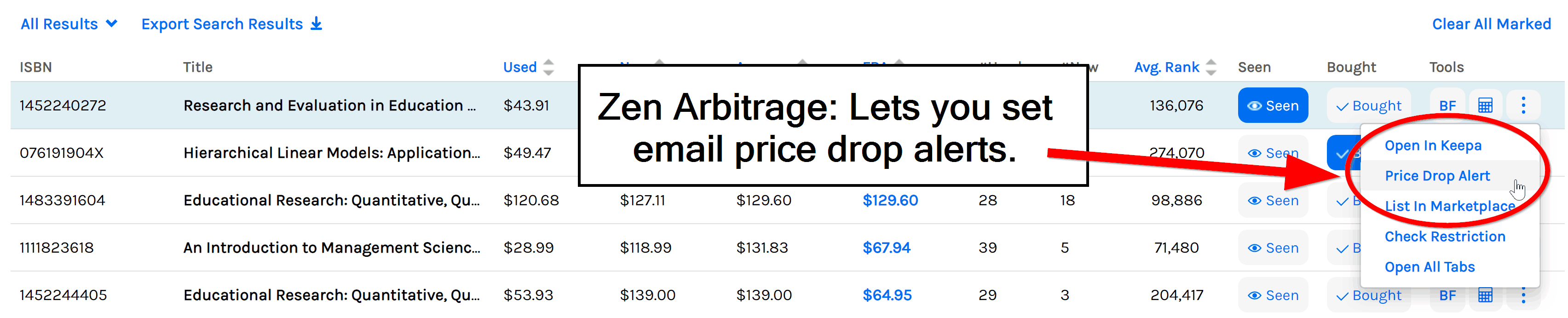 zen arbitrage lets you set price alerts